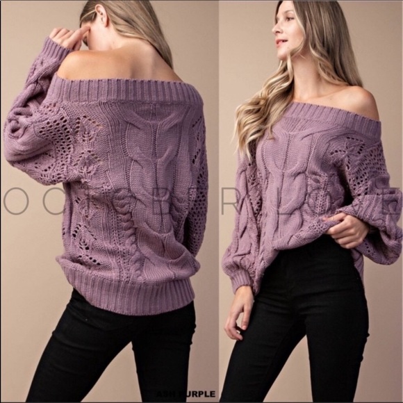Plum Chunky Knit Oversized Sweater - Picture 5 of 5